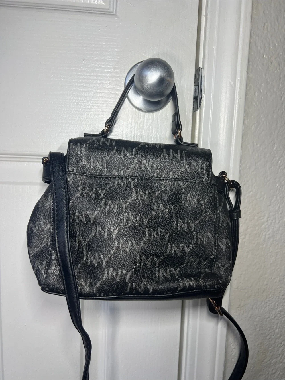 Black Logo Monogram Top-Handle Satchel